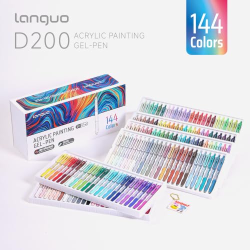 languo Acrylic Gel Pens, 144 Colors Retractable Colored Pens Set, 0.7mm Tip