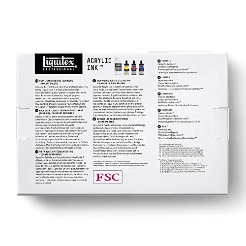 Liquitex Professional Acrylic Ink, 1-oz (30ml), Pouring Technique, Primary Colors, Set of 4 - color: Pouring Set - Primary Colors