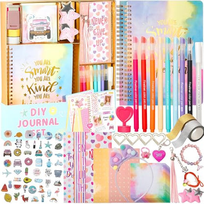 R RUCKERCO Girls DIY Diary 54 Pcs Diary Set, Toys for Ages 6 7 8 9 10 11 12 13, DIY Stationery Set, Thin Stickers and Little Girls Daily Supplies, Gifts for Teen Good Idea Choice