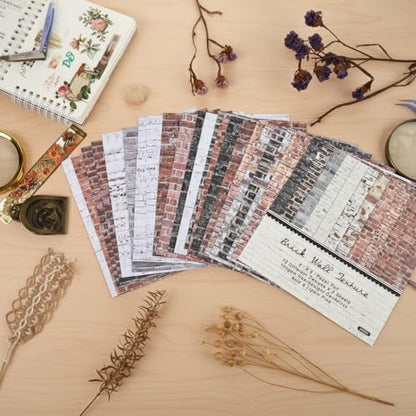 6x6 Scrapbook Paper Pad – 24 Sheets Brick Wall Texture Paper | for Junk Journal & Card Making – Easy-to-Handle Premium Cardstock for Photo Safe Memory Keeping - color: Wall Brick Pad