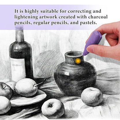 Smilo Kneaded Erasers for Artists, Purple Moldable Putty, 8-Pack | Reusable, Dust-Free and No Smudge, Art Erasers with Storage Case for Charcoal, Graphite, Pencil and Pastel Drawing - color: Purple