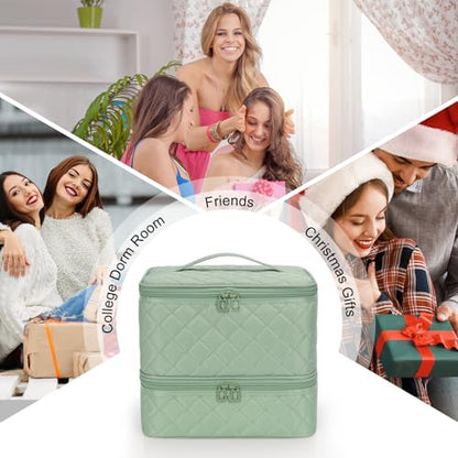 Nail Polish Organizer Bag Holds 30+ Bottles (15ml/0.5 fl.oz) &UV Nail Lamp - color: 02-Green, size: 30 Bottles