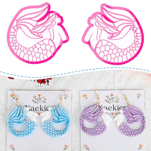 Xaekicr Dragon Mermaid Polymer Clay Cutters Set – Fantasy Clay Earring Cutters for DIY Jewelry Making – Polymer Clay Molds and Clay Tools - color: I color