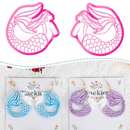 Xaekicr Dragon Mermaid Polymer Clay Cutters Set – Fantasy Clay Earring Cutters for DIY Jewelry Making – Polymer Clay Molds and Clay Tools - color: I color