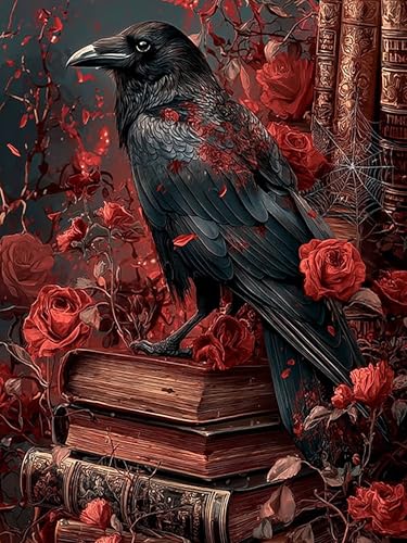 XUCNWL Halloween Diamond Art Kits for Adults,Crow Book Diamond Painting - color: Crow, size: 11.8x15.7in(30x40cm)