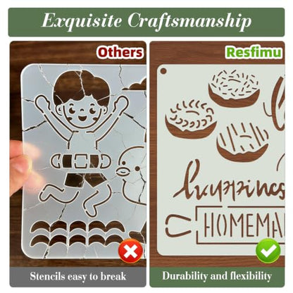 Kitchen Stencils for Crafts Reusable 15Pcs Stencils(5.9X5.9 Inch) - color: Kitchen