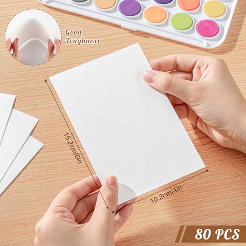 80 Sheets Watercolor Paper Bulk, 110 lb/230 GSM Cold Press Paper White Water Color Paper for Kids Child Students Adults Artists Drawing Wedding Gift Cards(4 x 6 Inch) - size: 4 x 6Inch