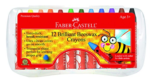 Faber-Castell Beeswax Crayons in Durable Storage Case: Non-Toxic Jumbo Triangle Crayons, Travel-Friendly Toddler Art Supplies for Kids (Ages 3+) (12 Count)