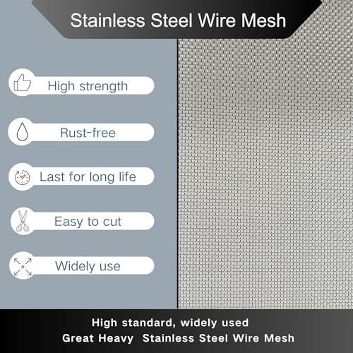 40 Mesh Stainless Steel 304 Wire Mesh-Metal Mesh Screen 15.5 inches x 10 feet (40x305cm)