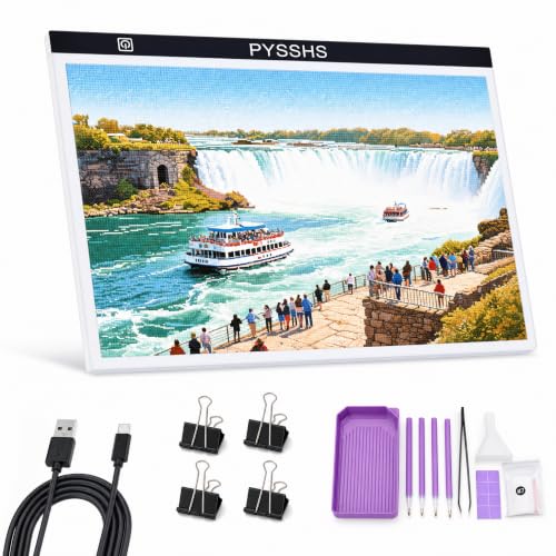 Large A2 LED Light Pad for Diamond Art Painting & Tracing, USB-Powered Light Board with 3 Brightness Levels - Includes Clips & Painting DIY Tools Kit - size: A2 (Light Pad)