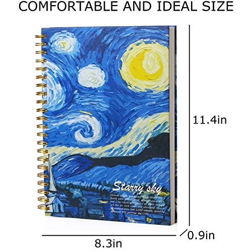 Starry Night Aesthetic Art Mix Media Sketchbook,98lb/160gsm Acid Free Thick Paper Drawing Sketching,1 Pack of A4 Blank Spiral Bound Journal Notebook, Sketch Pad Book for Student and Adult - color: Starry Night A4
