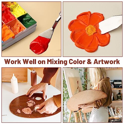 14Pcs Palette Knife Set, FHDUSRYO Stainless Steel Painting Knife, Painting Spatula Pallet Knives with Wood Handle, Oil Painting Accessories for Color Mixing, Oil, Canvas, Acrylic Painting