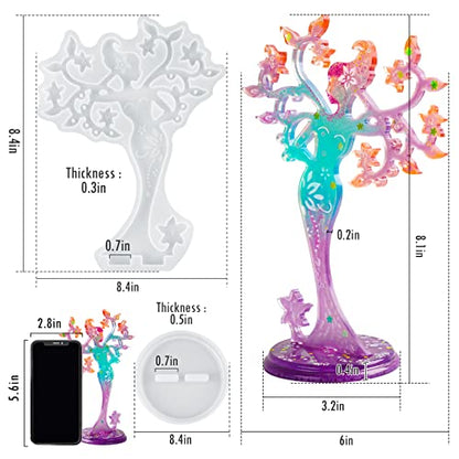 NiArt Beauty Jewelry Holder Epoxy Resin Silicone Casting Mold Kit, 2PCS Earing Stand Display for Necklaces Bracelets Storage Jewelry DIY Crafts Arts Handcraft Home Decoration Gift