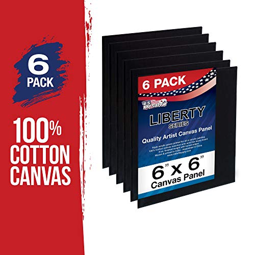 U.S. Art Supply 6 X 6 Inch Black Art Canvas Board Panels 6 Pack - 8 Ounce Heavyweight Cotton Acid Free Canvases for Painting Acrylics and Watercolor (1 Case of 6 Single Canvas Painting Panels) - size: 6" x 6"