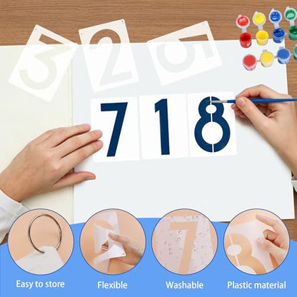 10PCS Number Stencils,5 Inch Plastic Number Stencils Paint Templates - size: 5 Inch