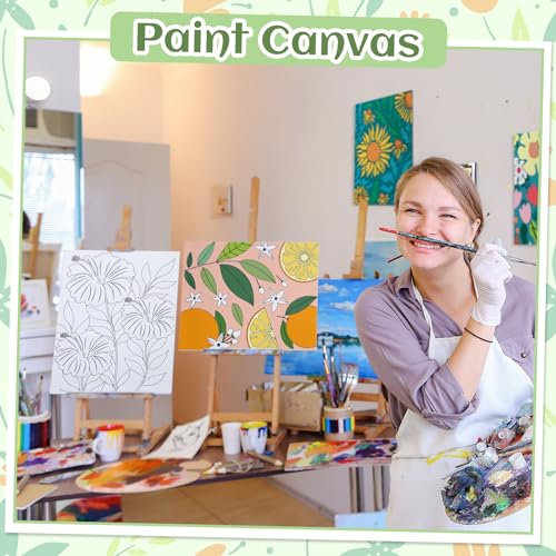 Tinlade 12 Pcs Pre Drawn Canvas for Painting Stretched,Flower Posters - size: Flower Posters