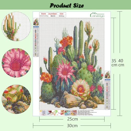 Lanzeyo Diamond Painting Kits for Adults, Adult Hand Crafts Diamond Art Kits, Succulent Diamond Dots Kits, Gem Art for Living Room Wall Art (Succulent) - color: 04 Succulent