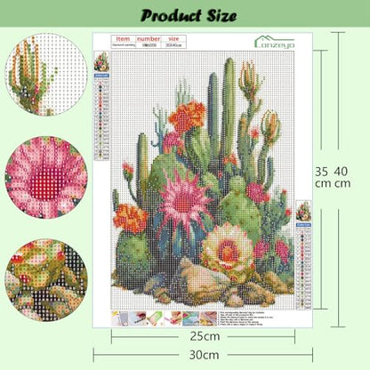 Lanzeyo Diamond Painting Kits for Adults, Adult Hand Crafts Diamond Art Kits, Succulent Diamond Dots Kits, Gem Art for Living Room Wall Art (Succulent) - color: 04 Succulent