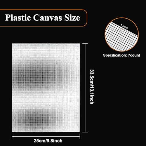 YOUNTHYE 20 PCS Plastic Canvas Sheets 7 Count 9.8X 13.2Inch Plastic Mesh Sheet Large Plastic Canvas for Embroidery Crafting, Acrylic Yarn Crafting, Knit and Crochet Projects - size: 7count