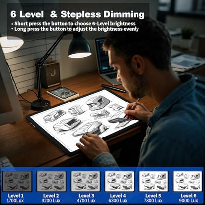Elice Rechargeable A4 Light Pad with Carry Bag, Magnetic LED Light Board with Physical Button, Super Bright Diamond Art Light Pad, Ultra-Thin Light Box for Tracing, Weeding, Diamond Painting -Black - color: Black, size: A4 with Carry Bag