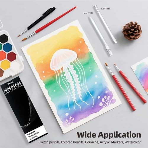 4 Pack White Gel Pens with 0.5mm Fine Tip for Black Paper Drawing