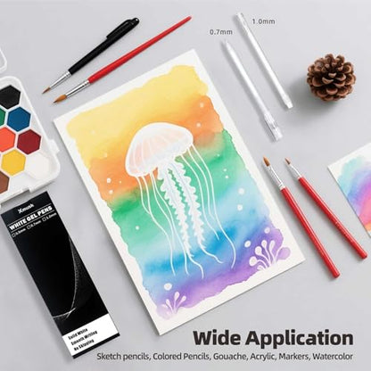4 Pack White Gel Pens with 0.5mm Fine Tip for Black Paper Drawing