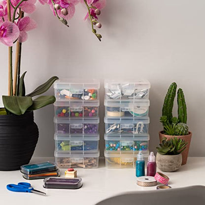 IRIS USA Clear Cases |Made in USA| Plastic Box Organizers (10-Pack)- Small - size: 10 - Pack, style: Small