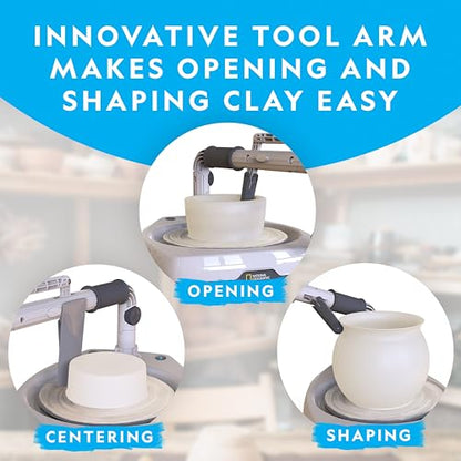 NATIONAL GEOGRAPHIC Hobby Pottery Wheel Kit - 8" Variable Speed Pottery Wheel for Adults & Teens with Innovative Arm Tool, 3 Lb Air Dry Clay & Art Supplies, Crafts for Adults, Craft Kits for Teenagers | 8-Inch Variable Speed Wheel, Innovative Arm Tool, 3