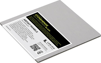 Legion Artist Panel, 1/8" Composite Brushed Aluminum with Stonehenge Aqua Coldpress Black, 100% Cotton, 140lb Paper, 6 x 6 inches for Wet Media - size: 6 x 6