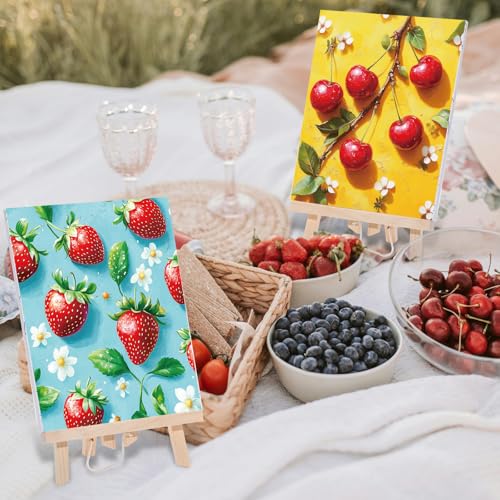 Sherr 24 Pcs Pre Drawn Canvas for Painting Adult Pre Printed Canvas Bulk Sip and Paint Kit Stretched Panels Paint Set for Theme Valentine Painting Night Party Favor(Fruit,8 x 10 Inch) - size: 8 x 10 Inch, style: Fruit