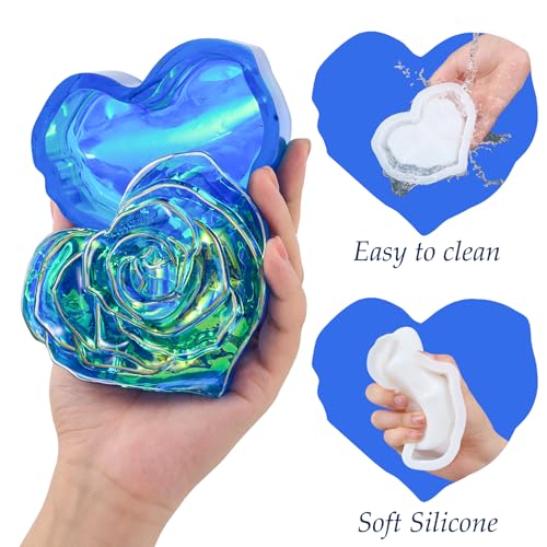 Heart Rose Jar Resin Mold, Jars Silicone Molds with Lid for Epoxy Resin
