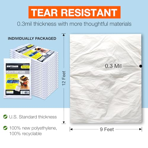 Plastic Drop Cloths 20 Pack, 9x12 Ft Paint Tarp for Painting, Plastic Covers for Furniture, Floor, Sofa, Disposable Plastic Sheet for Painting - color: 9x12 Ft, 20 pcs