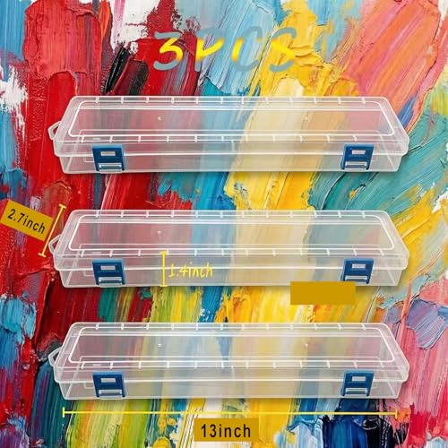 3PCS Brushes Storage Box Paint Brush Drawing Pen Container with Buckle Design, Long Paint Brush Case Watercolor Pen Pencil Container Buckle Design