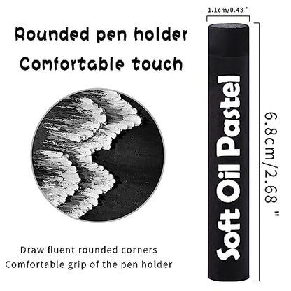 Mifuner Soft Oil Pastels Set (12 Sticks), Single Colors Heavy Oil Pastels Vibrant and Creamy,Pastel Art Supplies for Artists,Gallery Oil Painting Stick,Beginners,Adult Art Drawing Black - color: Pastel-12pcs Black