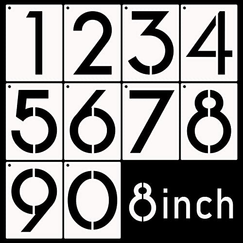 DXCYZ 8 Inch Large Number Stencils Kit 0-9 Address Number Stencil, 10PCS Reusable Plastic Painting Number Templates for Mailbox Signs, Door, Cars, Trucks, Home, Window (8" Tall) - size: 8 Inch
