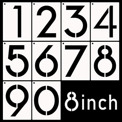 DXCYZ 8 Inch Large Number Stencils Kit 0-9 Address Number Stencil, 10PCS Reusable Plastic Painting Number Templates for Mailbox Signs, Door, Cars, Trucks, Home, Window (8" Tall) - size: 8 Inch