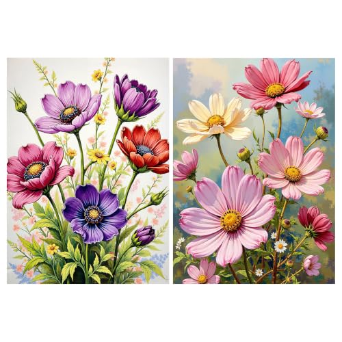 YOYA 2 Pack 5D Flowers Diamond Art Kits for Adults 12x16 Inch - color: Flowers 041
