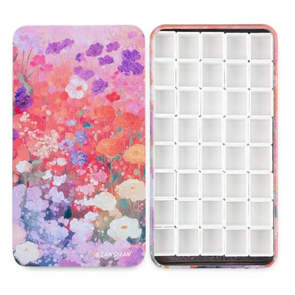 40Pcs Empty Half Pans Watercolor Tin Palette with Magnetic Stripe | Travel Tin Palette Case,Portable Artist Paints Half Pan Kits,DIY Watercolor Oils Acrylics Painting Drawing - color: Blossom Paradise