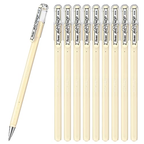 Pentel Color Ballpoint Pen, Matte Hop, Ivory White, 10 Count K110-VH - color: ivory white