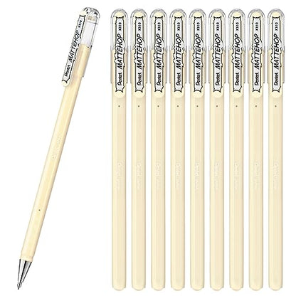 Pentel Color Ballpoint Pen, Matte Hop, Ivory White, 10 Count K110-VH - color: ivory white
