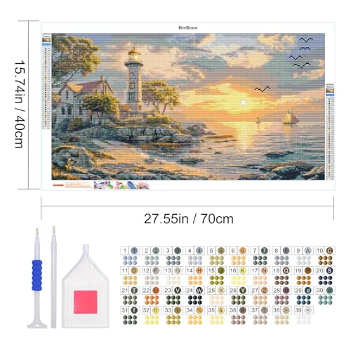 HeeBenor Large Diamond Art Kits for Adults, 5D Lighthouse Diamond Painting - color: Lighthouse