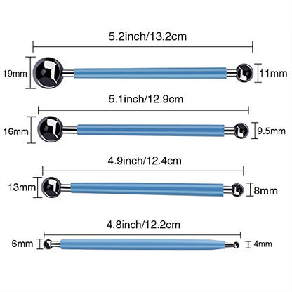 Caydo 9 Pieces Stylus Tools, Clay Sculpting Tools for Ceramic Engraving | 5 Pieces 2 Way Total 10 Different DIY Silicone and Ceramic Clay Indentation Tool and 4 Pieces Double-ended Metal Ball Tools