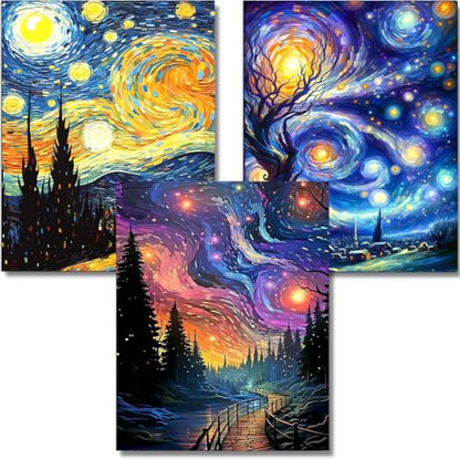 OFRKE Diamond Painting Kits for Adults,3 Pack Abstract Landscape Diamond Art for Beginners, Diamond Round 5D Full Drill Paint with Diamonds Pictures Gem Art Painting Kits DIY Crafts Kits 12x16inch - color: 3pcs-Abstract