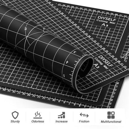 DIYSELF 9in×12in Self Healing Cutting Mat, A4 Quilting Craft Mat for Sewing - color: Black, size: 12"L x 9"W