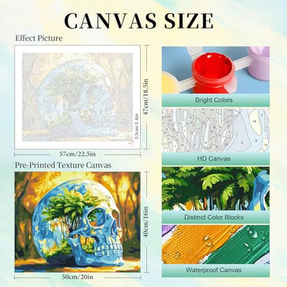 Paint by Numbers Kit for Adults, Fantasy Skull DIY Painting Kit, 16x20 Inch - color: CYOP1P13