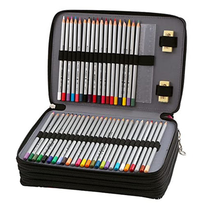 200 Slots Pencil Case 4-Layer Zipped Holder w/Handle - color: Cherry Cactus, size: 200