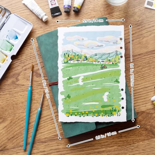 Watercolor Journal, 24 Sheets Cold Press Paper, 5.5 x 8.1 in, Green - color: Green