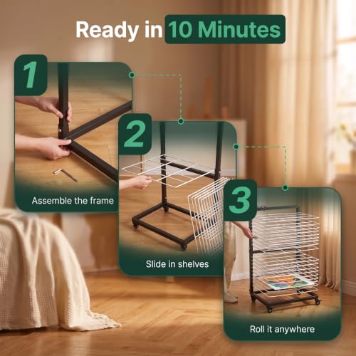 OFFICEROO Art Drying Rack for Classroom (Black/White) - color: Black&white