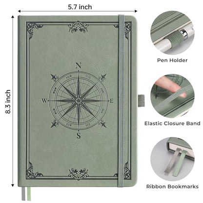 AHGXG Blank Journal Notebook, 192 Pages, A5 Medium Size (5.7'' x 8.3'') - color: Light Green, style: Unlined
