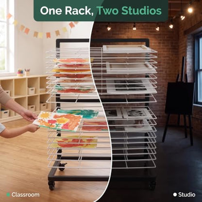 OFFICEROO Art Drying Rack for Classroom (Black/White) - color: Black&white
